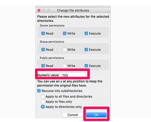 Correggi le impostazioni di autorizzazione della directory