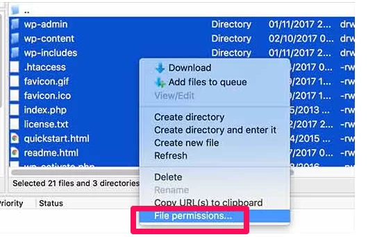 Correggi le impostazioni di autorizzazione dei file di WordPress