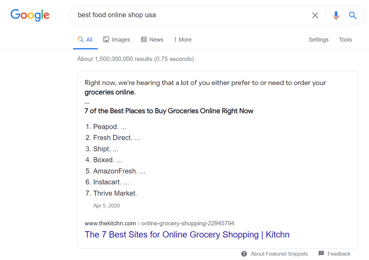 Il miglior negozio di alimentari online Cerca su Google