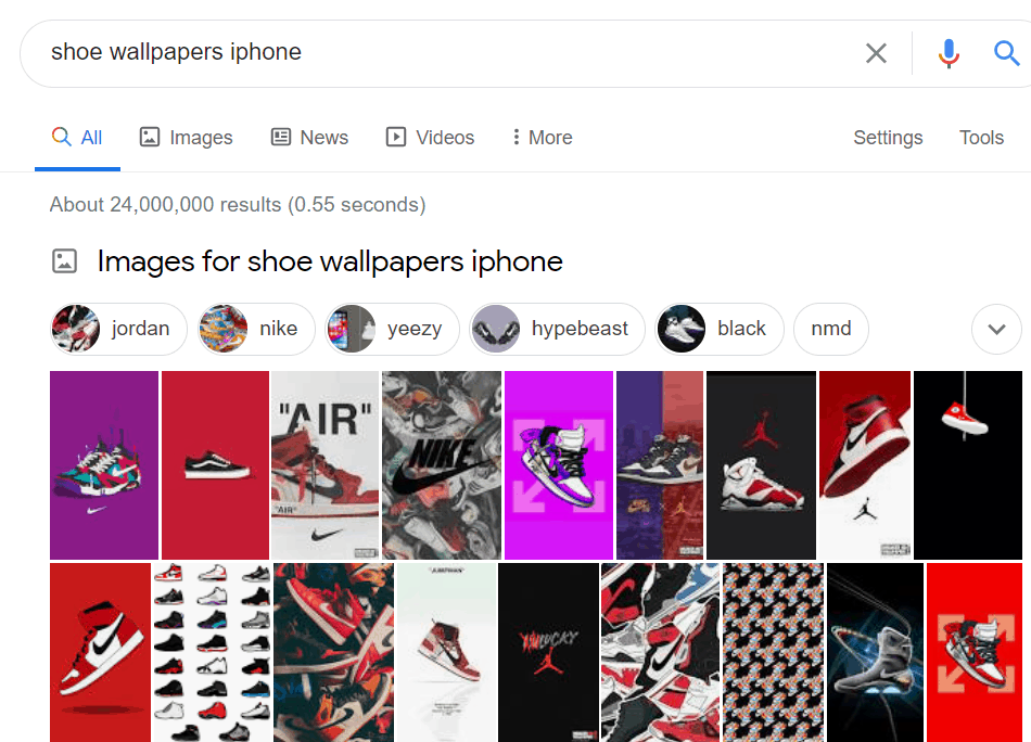 Sfondi per scarpe Cerca su Google per iPhone