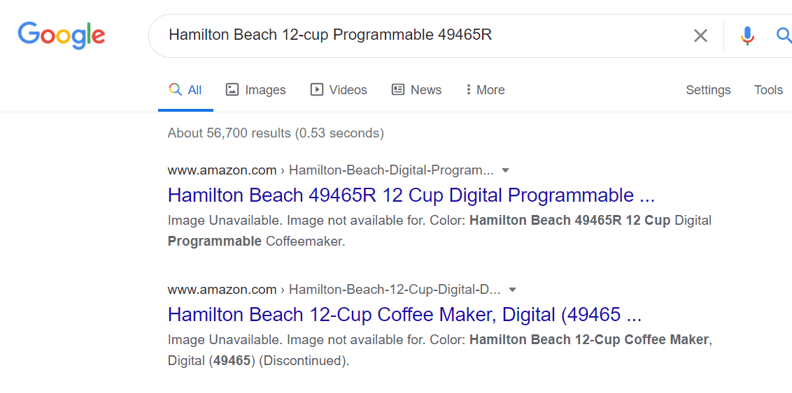 Hamilton Beach 12 tazze programmabile 49465R Ricerca Google