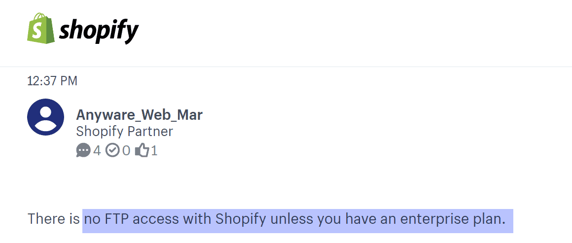 Commento di Shopify