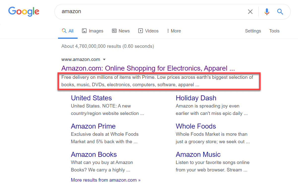 Ricerca Amazon su Google