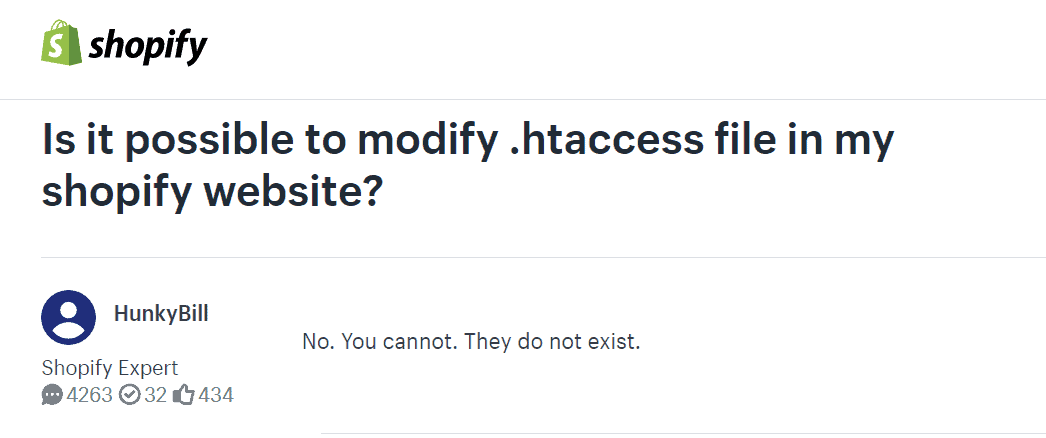 Modifica di htaccess in Shopify