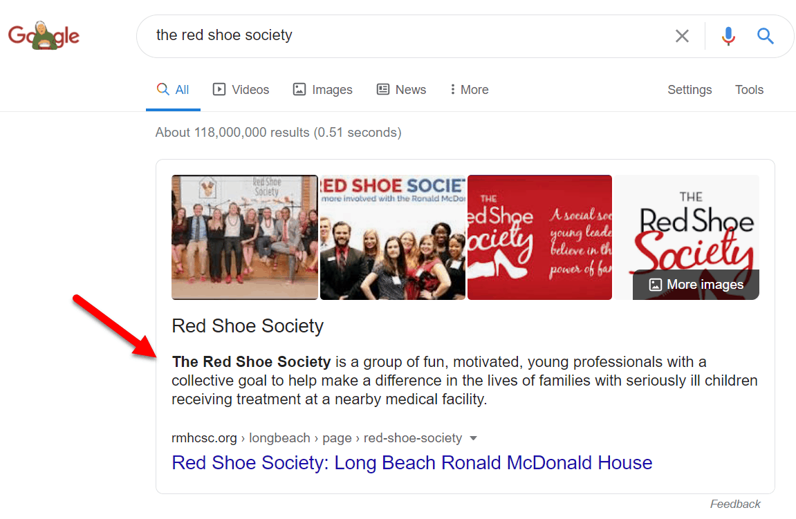 La società delle scarpe rosse cerca su Google