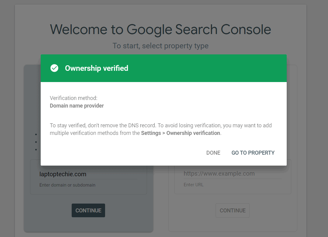 Verifica della proprietà di Google Search Console