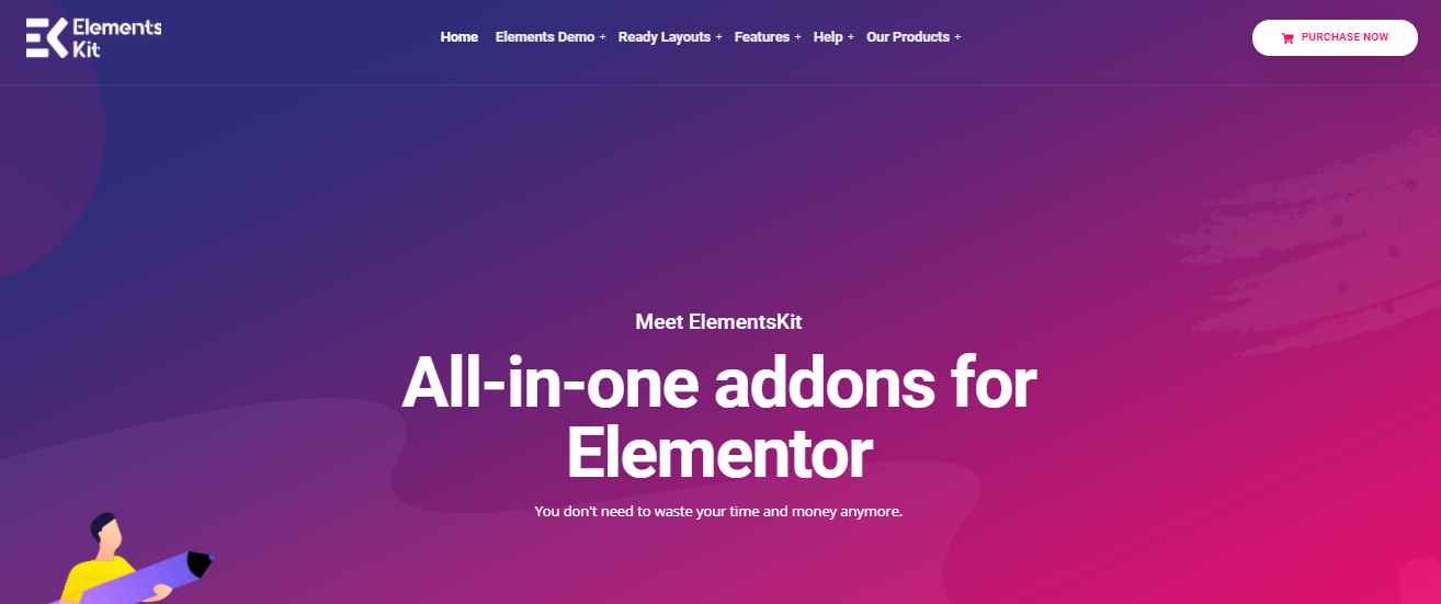 หน้า Landing Page ของ ElementsKit