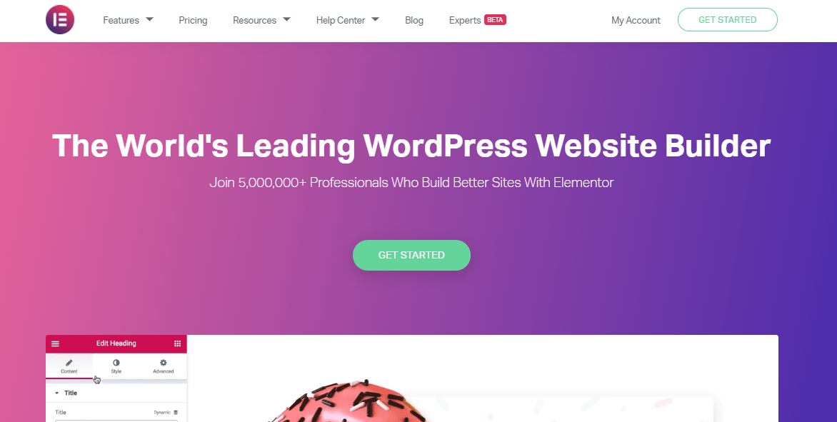 หน้า Landing Page ขององค์ประกอบ