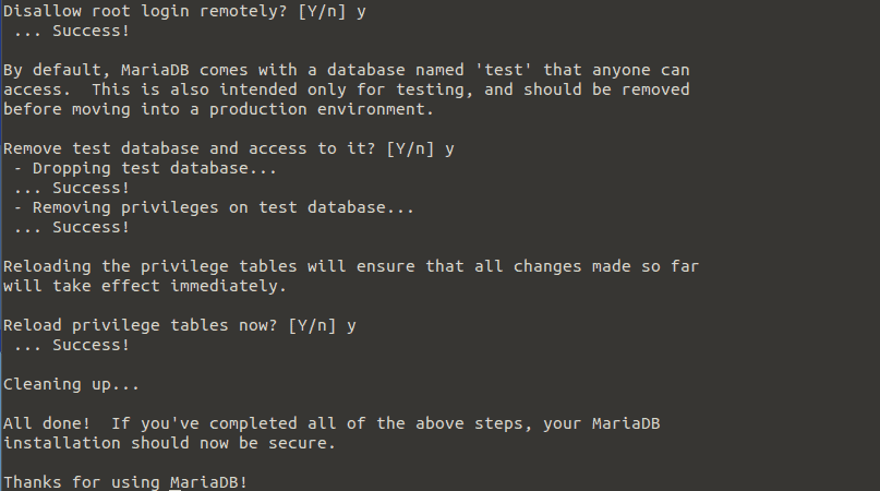 UbuntuLinuxでのMariaDBの基本的なセキュリティの設定