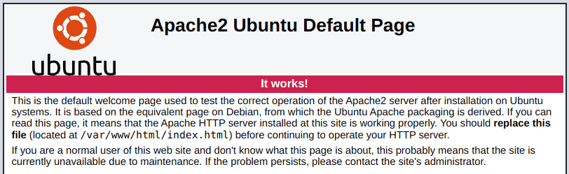 Ubuntuのデフォルトページ