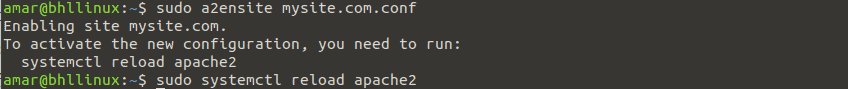 mysite.com.confを有効にしてapache2をリロードする