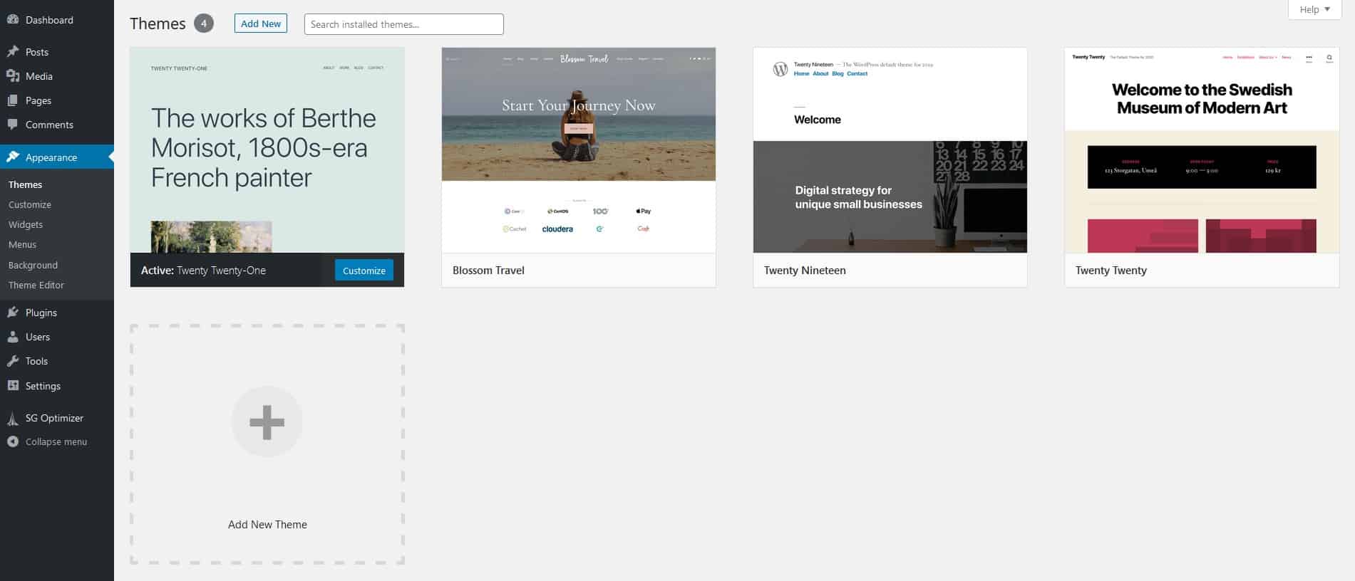แท็บลักษณะที่ปรากฏของ WordPress