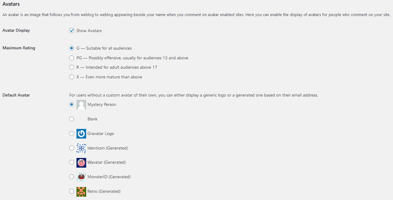 การตั้งค่าอวาตาร์ WordPress