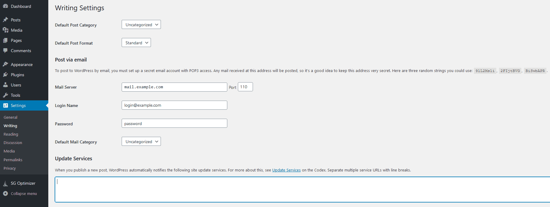การตั้งค่าการเขียน WordPress
