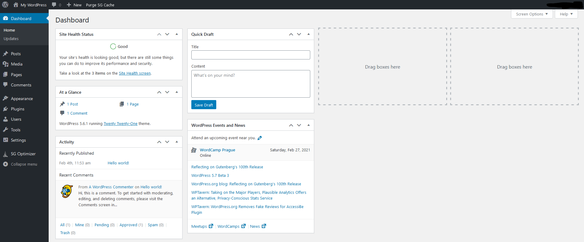 แดชบอร์ด WordPress