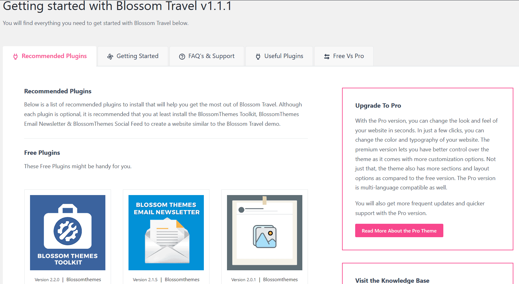 เริ่มต้นใช้งานหน้าธีมการท่องเที่ยว Blossom