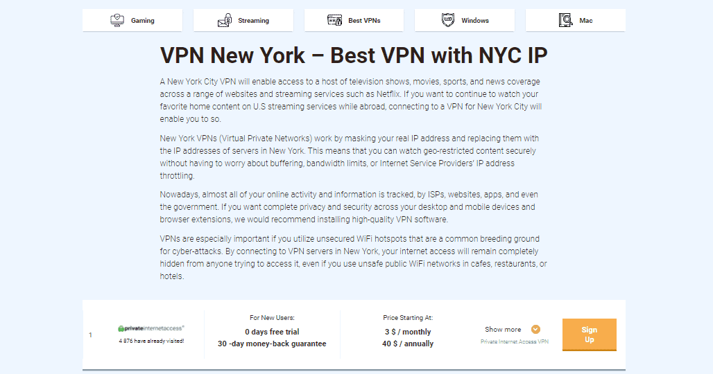 VPNs PrivacySharks para Nova York