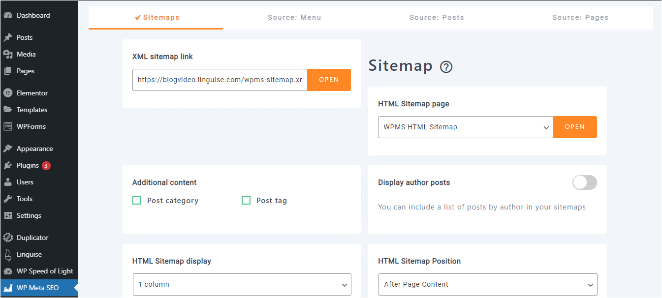 Menerjemahkan peta situs situs web