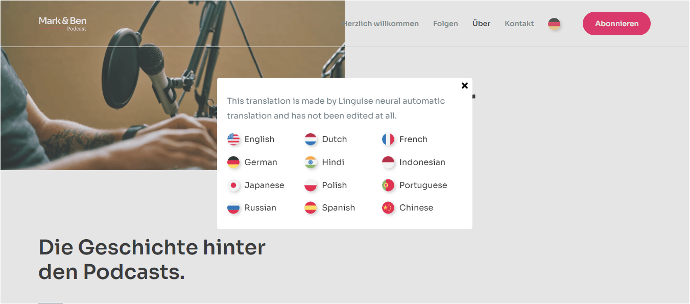 Bahasa diaktifkan di situs web