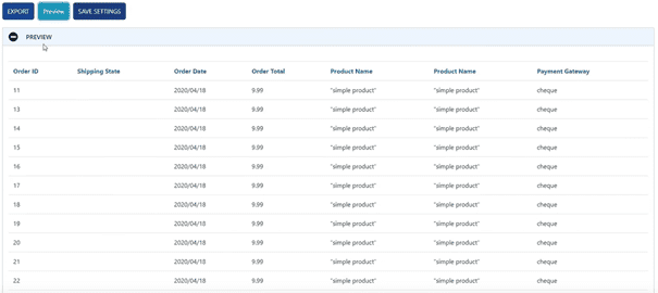 معاينة WooCommerce Order Export Pro