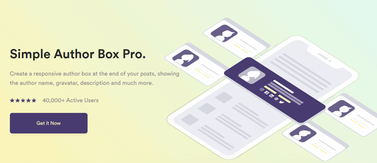 Página de destino do plugin Simple Author Box