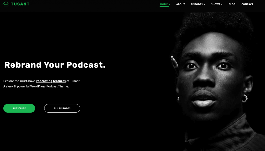 موضوع Tusant WordPress للمدونات الصوتية.