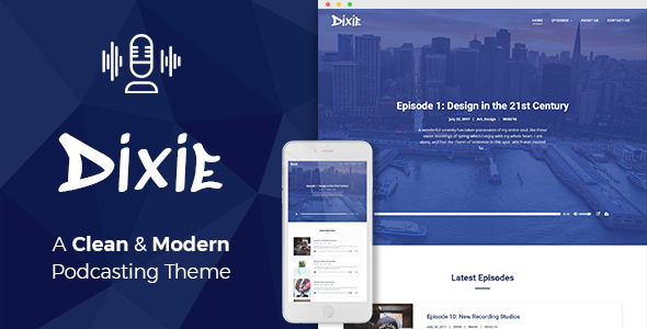 Tema podcastului Dixie WordPress.