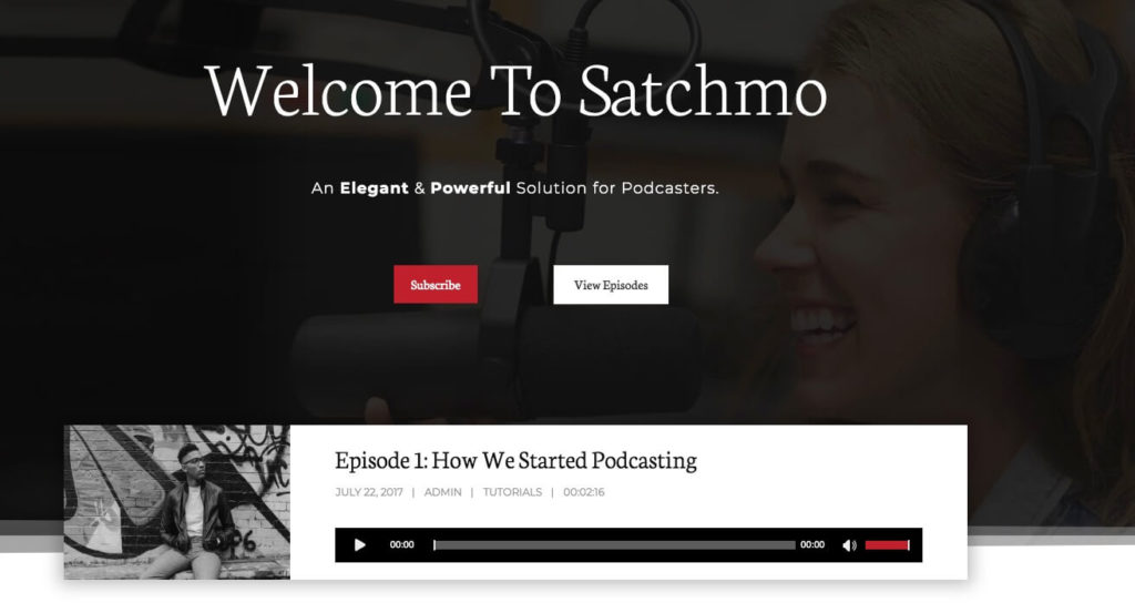 Tema podcastului Satchmo WordPress.