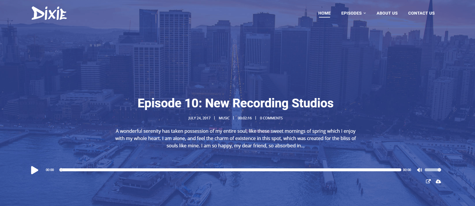 Il tema del sito Web del podcast Dixie WordPress.