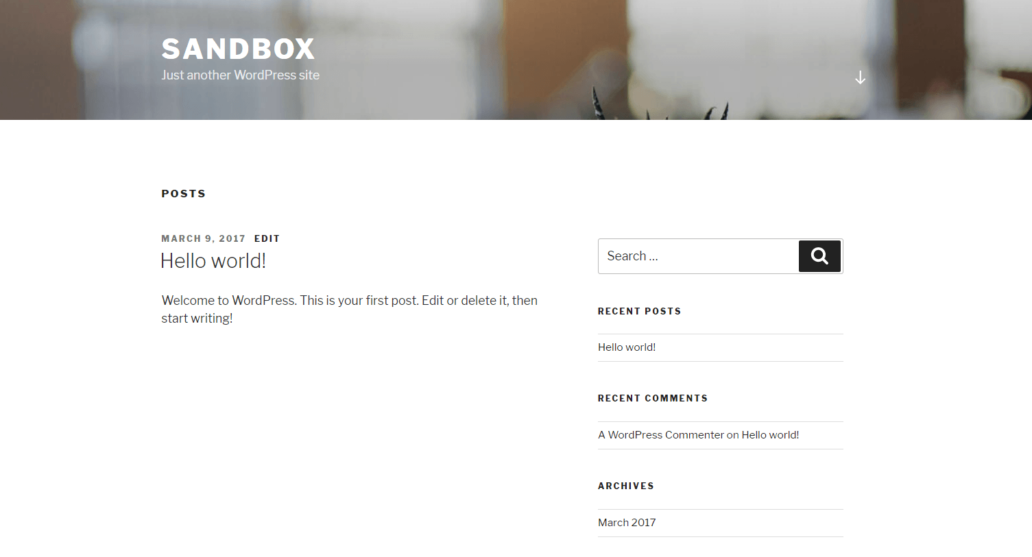 Un tema WordPress predefinito.