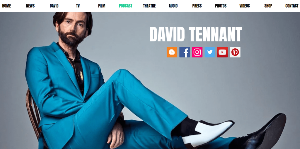 DavidTennantポッドキャストWebサイトのバナー。