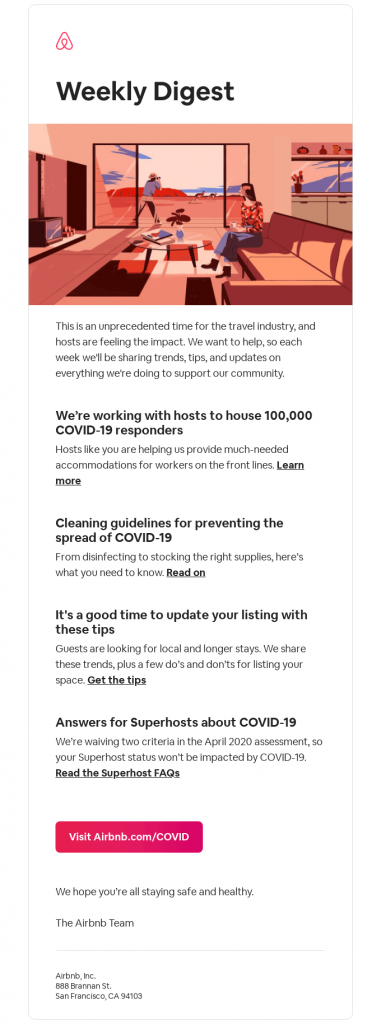 تسليم البريد الإلكتروني عبر airbnb