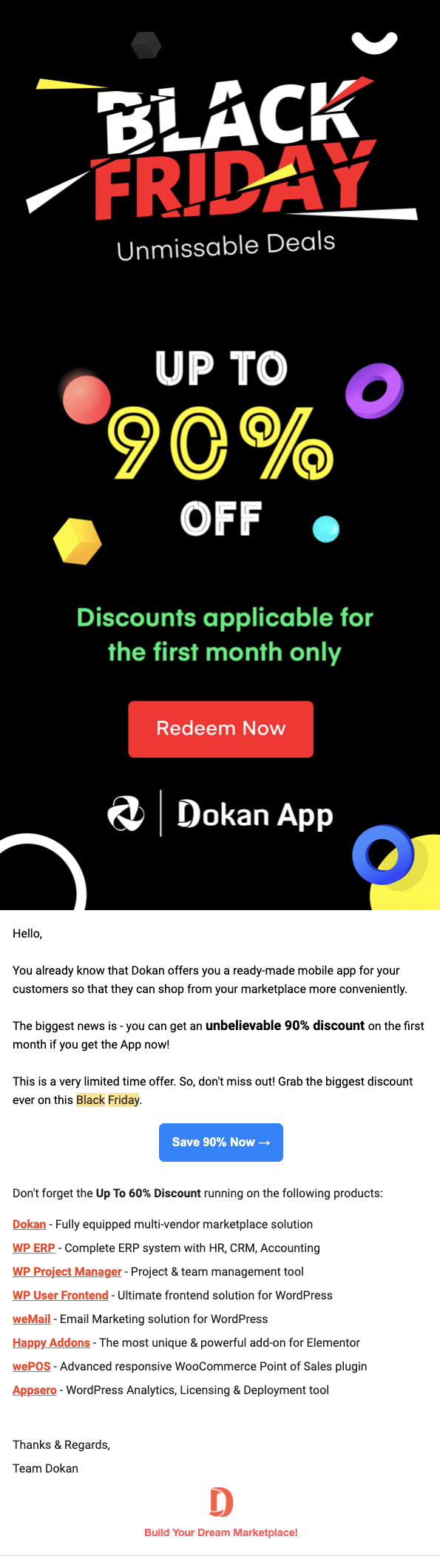 Modello per la celebrazione del Black Friday di Dokan Multivendor