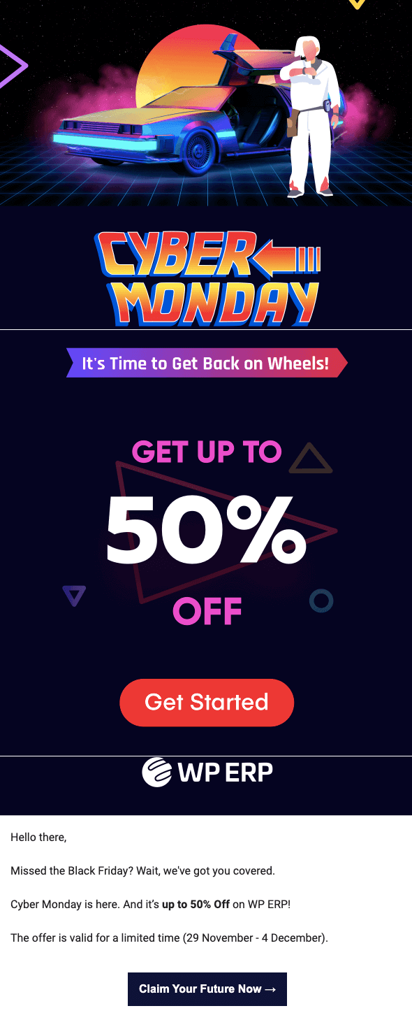 Modello e-mail del Cyber ​​Monday di WPERP