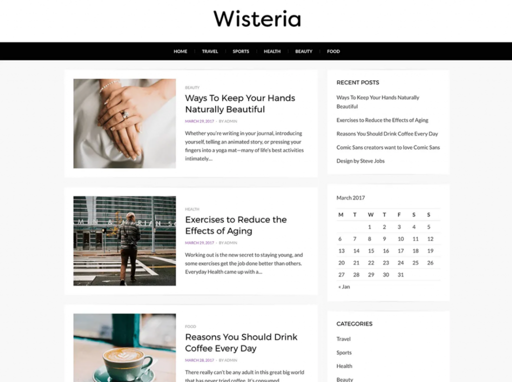 블로깅을 위한 40가지 최고의 무료 WordPress 테마 (2020) 30