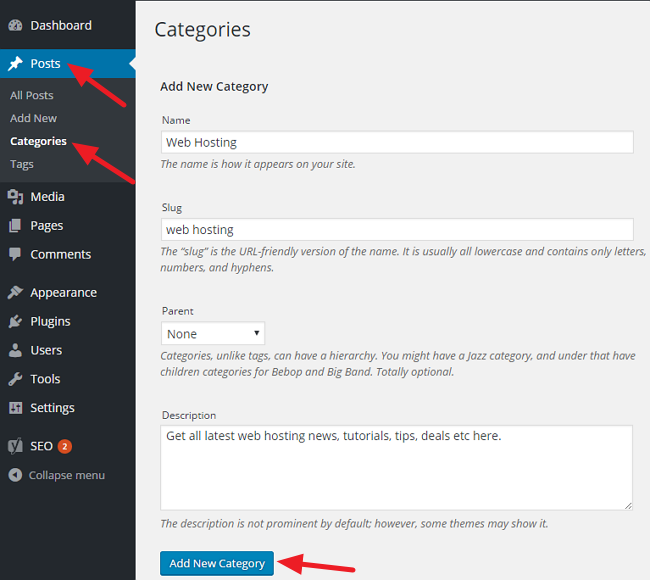 Dodaj nową kategorię do WordPress