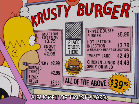 Homer Simpson guardando il menu.