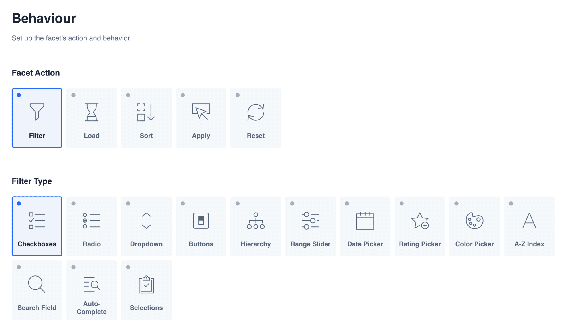 Facetas no WP Grid Builder.