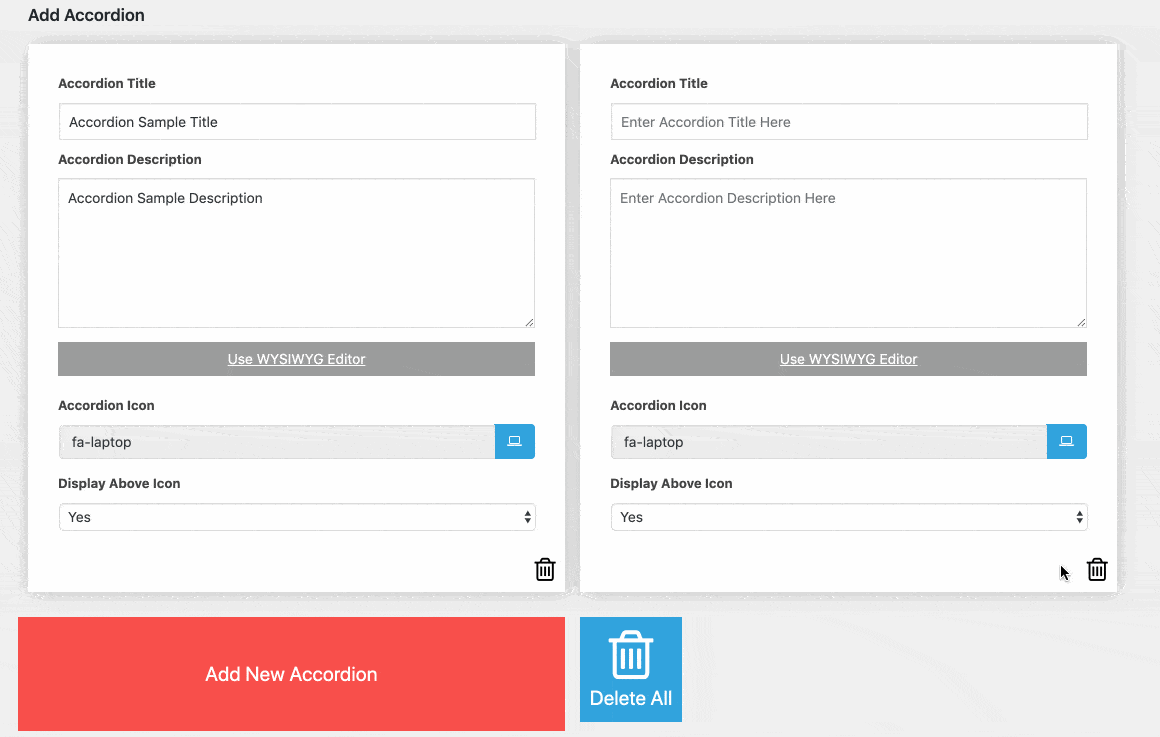 Come aggiungere una nuova fisarmonica con il plugin Accordion FAQ su WordPress.