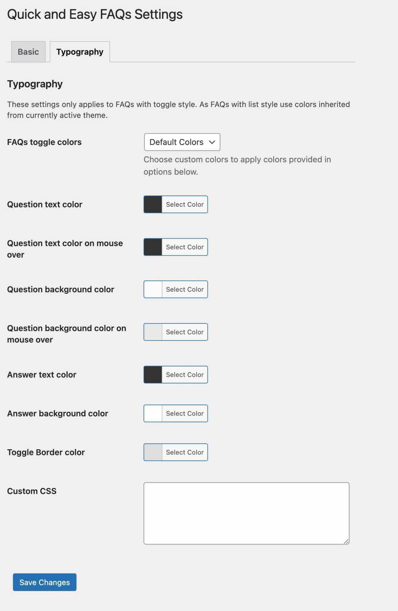 Impostazioni del plug-in FAQ facili e veloci.