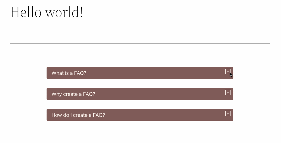 Integrazione delle FAQ Concertina sul front-end su WordPress.