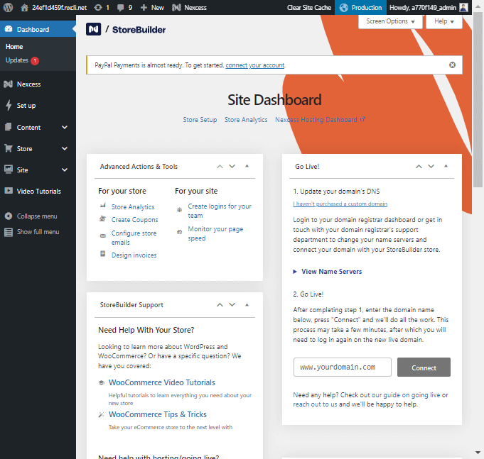 Nexcess StoreBuilder:多合一 WooCommerce Store Builder 解決方案 7 Storebuilder WordPress dashboard