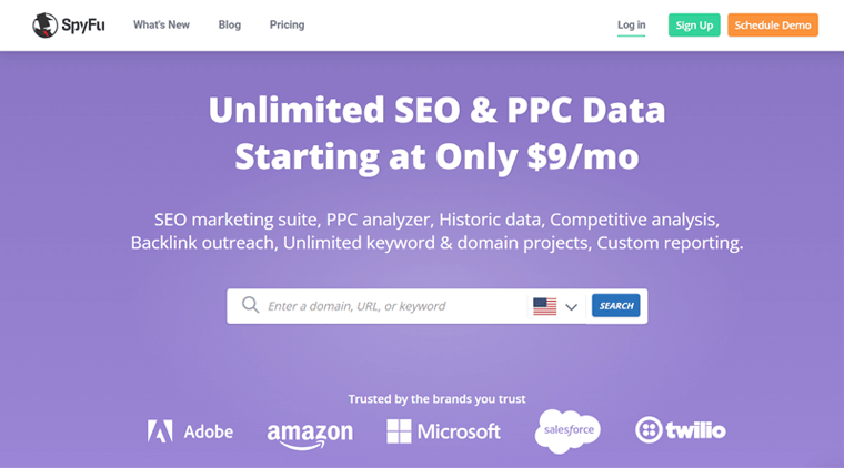 Plataforma SpyFu SEO - Alternativas a Ubersuggest