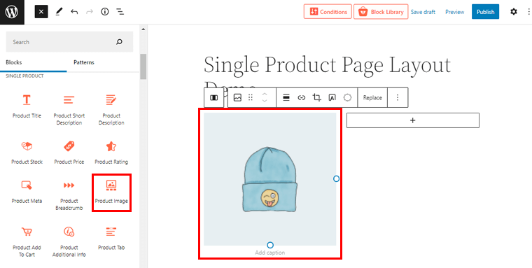 レイアウトの製品画像ブロックを追加