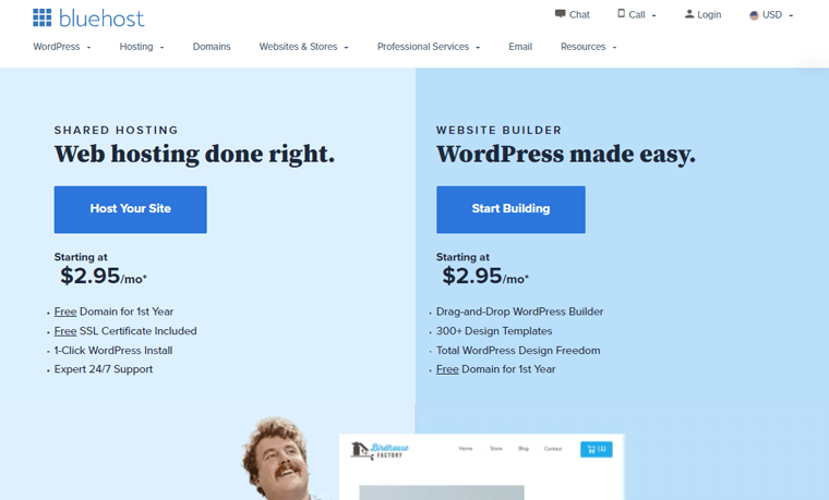 Bluehost Дешевые услуги веб-хостинга WordPress