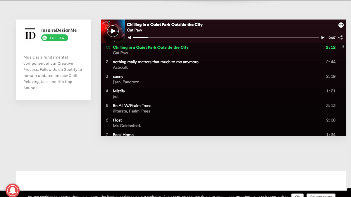 Daftar putar Spotify dari blog Inspire Design.