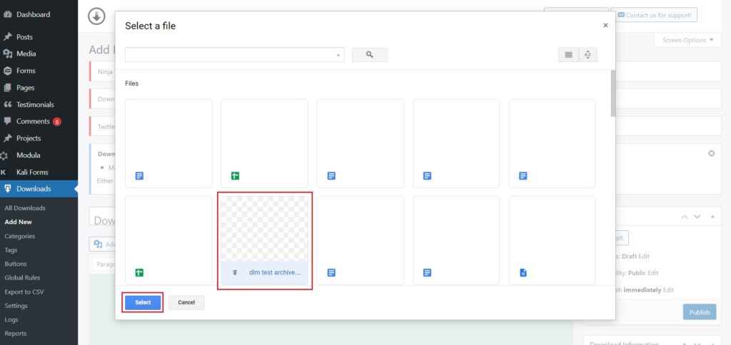 Pilih file Google Drive