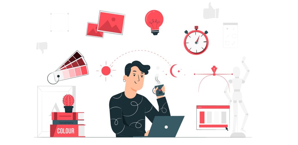 Artista digitale che crea prodotti digitali