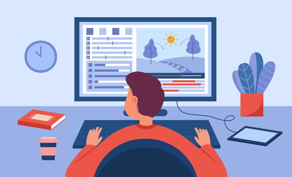 Uomo che crea prodotti digitali