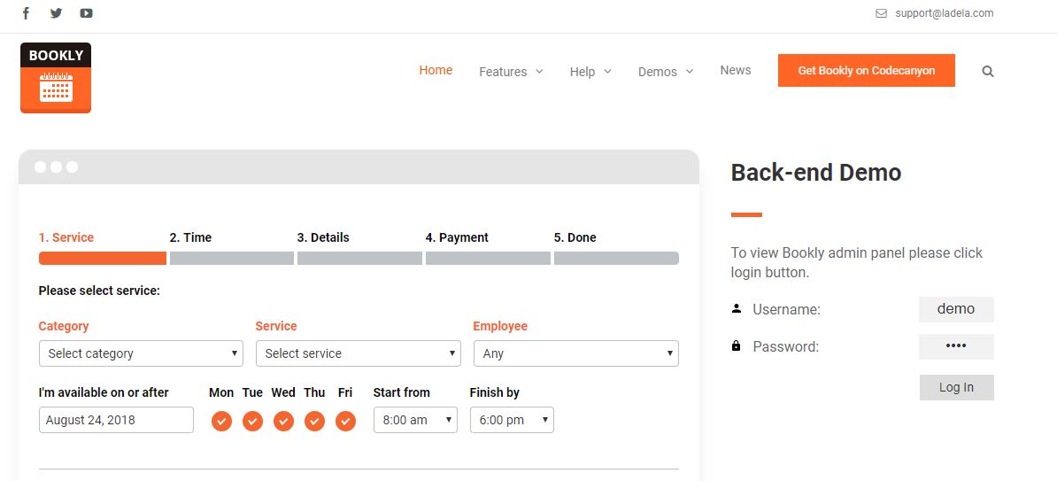 Bookly WordPress 预订插件